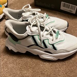 Adidas White and Light Green Sneakers